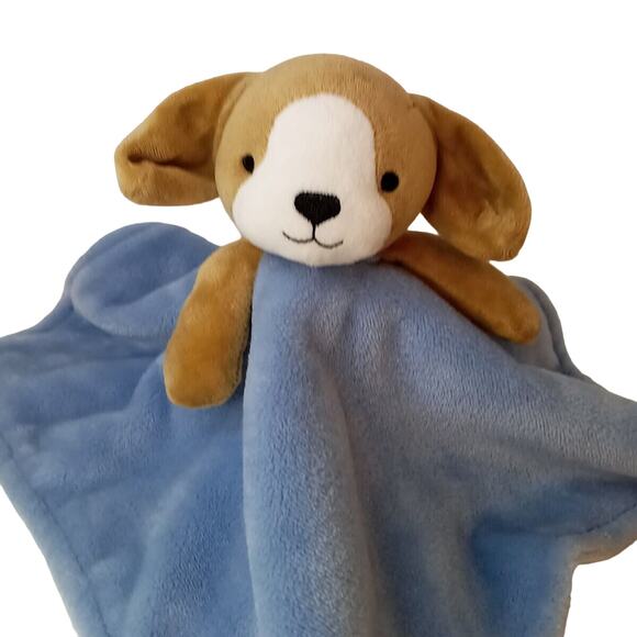 Carters Puppy Dog Baby Lovey Stuffed Toy Brown Blue Security Blanket Fleece - Picture 2 of 6